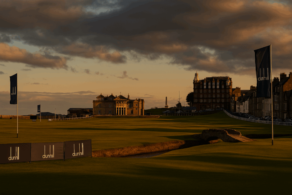 Alte Kirche und das goldene Golfspiel.